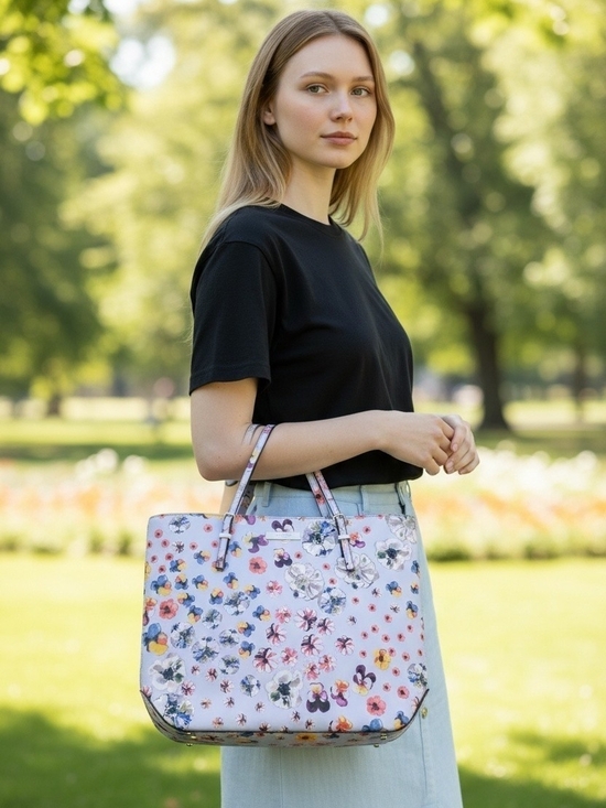 Nine West Handbags - Nine West Pastel Blue Floral Tote